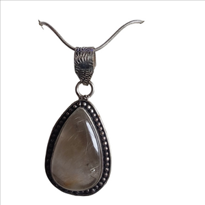 Elegant Quartz Teardrop Pendant Silver Necklace